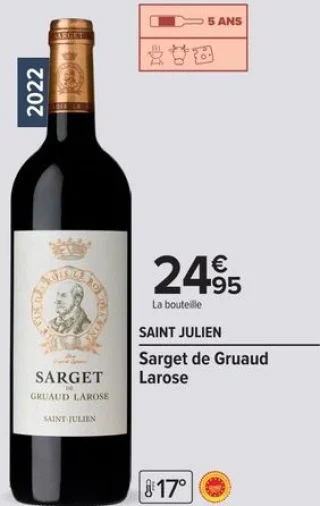 Vin rouge Sarget de Gruaud Larose Saint Julien