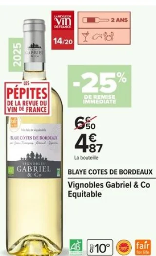 Blaye Côtes de Bordeaux Vignobles Gabriel & Co Equitable