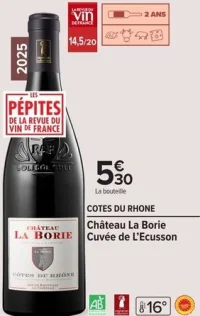 Vin rouge COTES DU RHONE Château La Borie Cuvée de l'Ecusson