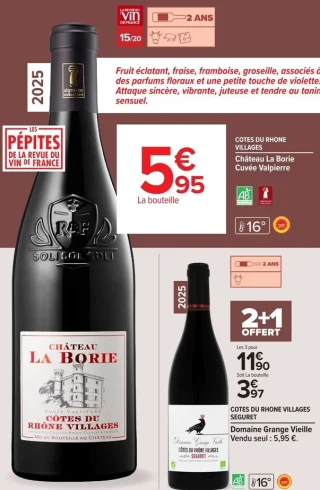 Vin rouge COTES DU RHONE VILLAGES Château La Borie Cuvée Valpierre