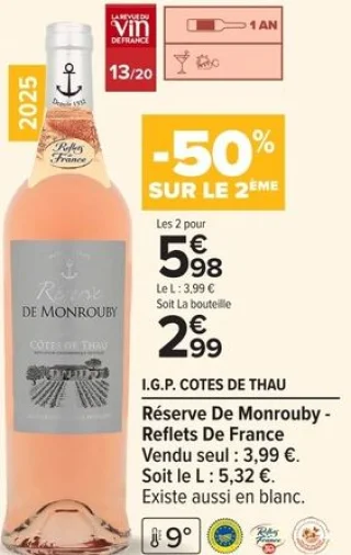 I.G.P. Cotes de Thau Réserve De Monrouby - Reflets De France