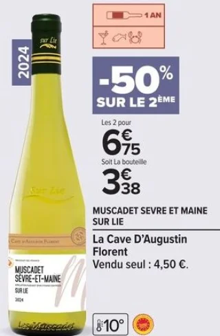 MUSCADET SEVRE ET MAINE SUR LIE La Cave D'Augustin Florent