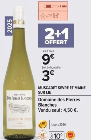 MUSCADET SEVRE ET MAINE SUR LIE Domaine des Pierres Blanches