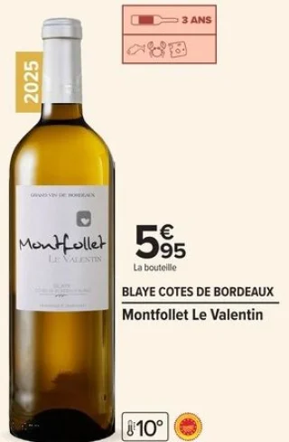 Vin blanc Montfollet Le Valentin Blaye Côtes de Bordeaux