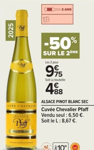 Alsace Pinot Blanc Sec Cuvée Chevalier Pfaff