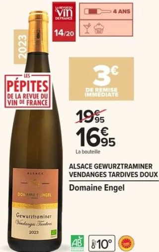 ALSACE GEWURZTRAMINER VENDANGES TARDIVES DOUX Domaine Engel