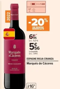 Espagne Rioja Crianza Marqués de Cáceres