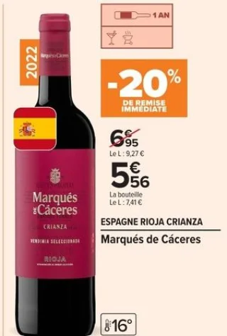 Espagne Rioja Crianza Marqués de Cáceres
