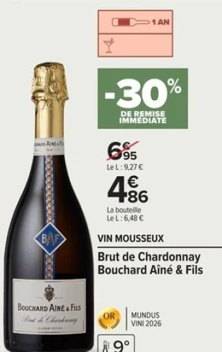 Vin Mousseux Brut de Chardonnay Bouchard Aîné & Fils