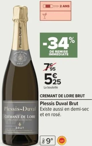 CREMANT DE LOIRE BRUT Plessis Duval Brut
