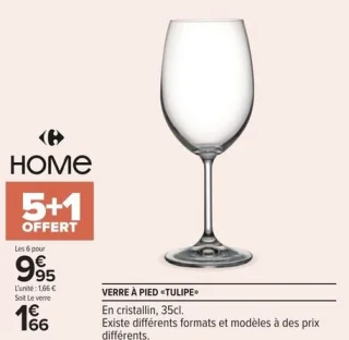 Carrefour Home Verre à pied «Tulipe»