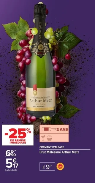 Crémant d'Alsace Brut Millésimé Arthur Metz