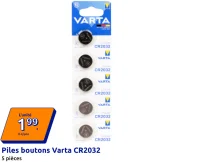 Piles boutons Varta CR2032