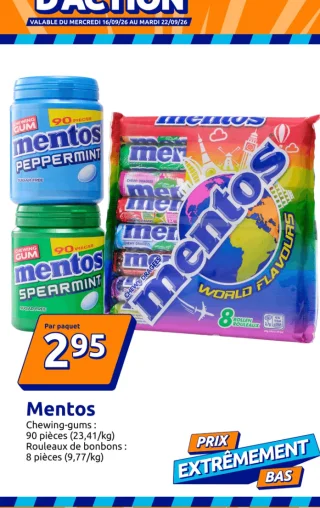 Mentos Chewing-gums ou Rouleaux de bonbons