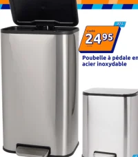 Poubelle à pédale en acier inoxydable 30 L