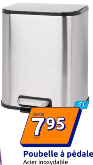 Poubelle à pédale Acier inoxydable 5 L