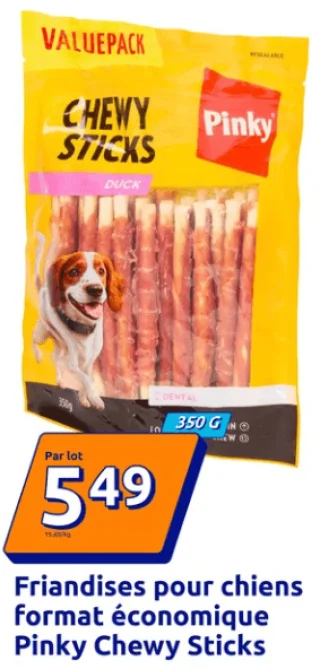 Friandises pour chiens format économique Pinky Chewy Sticks