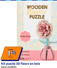 Kit puzzle 3D fleurs en bois