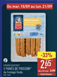 Golden Seafood 5 Panés de Poisson Au fromage fondu