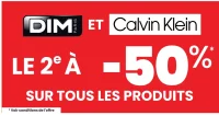 Le 2e à -50% sur tous les produits DIM et Calvin Klein
