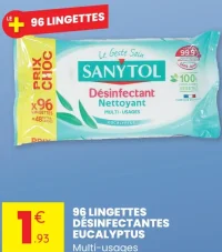 Sanytol Lingettes désinfectantes eucalyptus