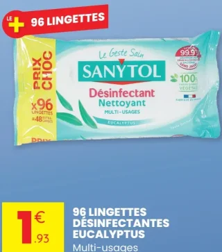 Sanytol Lingettes désinfectantes eucalyptus