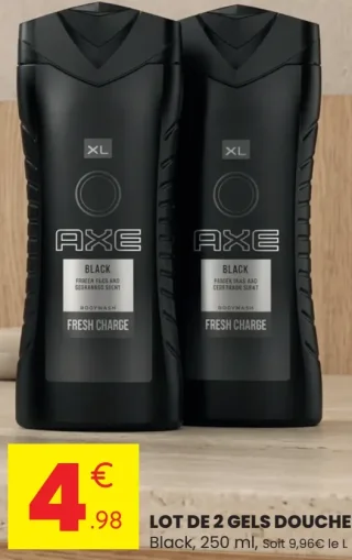Lot de 2 Gels Douche Axe Black