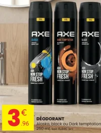Déodorant Axe Alaska, black ou Dark temptation