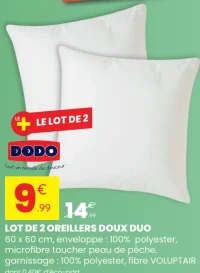 LOT DE 2 OREILLERS DOUX DUO Dodo