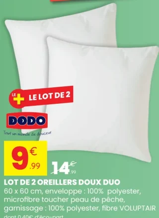 LOT DE 2 OREILLERS DOUX DUO Dodo