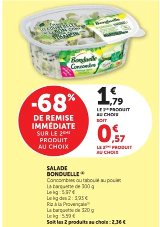 Salade Bonduelle Concombres ou taboulé au poulet