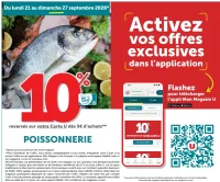 Offre Poissonnerie 10% reversés sur votre Carte U