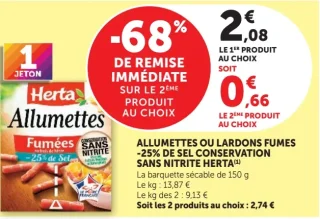 Allumettes ou lardons fumés sans nitrite Herta