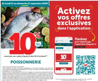 Offre Poissonnerie 10% reversés sur votre Carte U