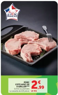 Porc cote avec os à griller