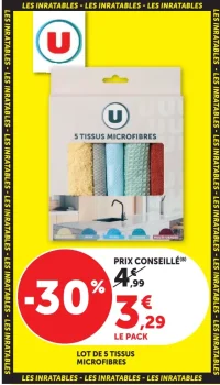 LOT DE 5 TISSUS MICROFIBRES U