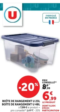 Boîte de rangement U 23L