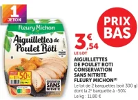 Aiguillettes de Poulet Rôti Conservation sans nitrite Fleury Michon