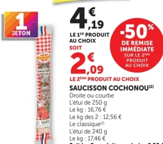 Saucisson Cochonou classique, droite ou courbe