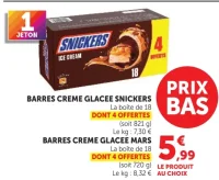 Barres crème glacée Snickers / Mars