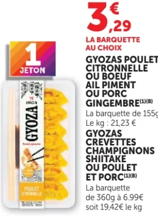 Gyozas Poulet Citronnelle ou Boeuf Ail Piment ou Porc Gingembre Ginza