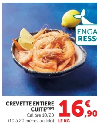 Crevettes entières cuites