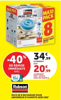 Pack de 8 recharges pour absorbeur d'humidité Aero 360° Rubson