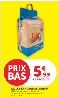 Sac de 8 bûches de bois densifié