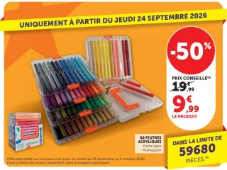 60 feutres acryliques pointe ogive