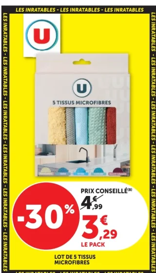 LOT DE 5 TISSUS MICROFIBRES