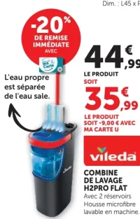 vileda COMBINE DE LAVAGE H2PRO FLAT