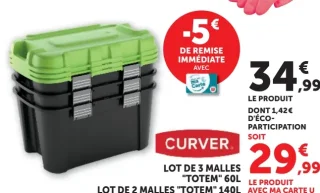 Curver LOT DE 3 MALLES "TOTEM" 60L