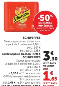Schweppes Saveur Agrumes ou Indian Tonic