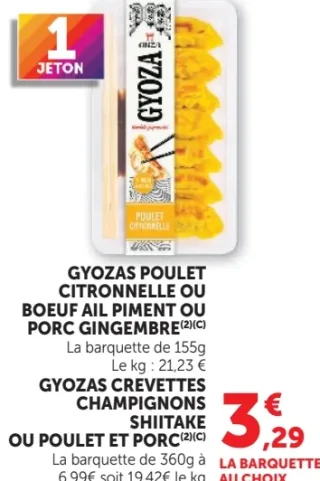 Gyozas poulet citronnelle ou boeuf ail piment ou porc gingembre